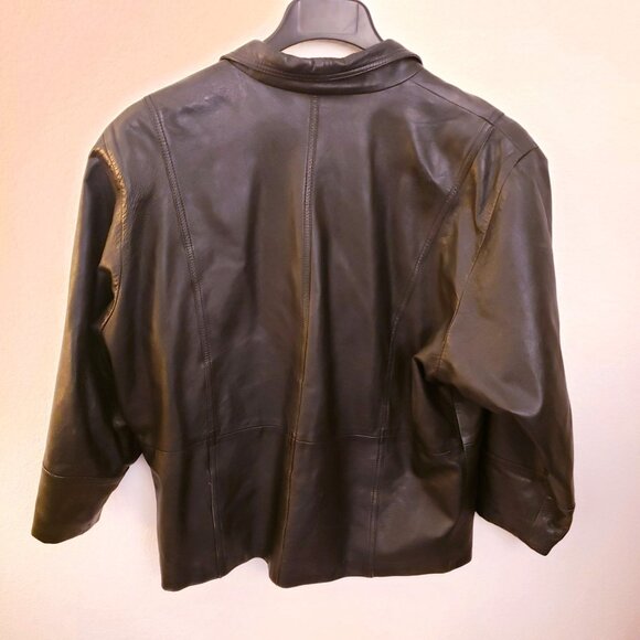 Tadmor Vintage Black Leather Button Front Cropped Jacket Made in Israel Size 40 - Picture 5 of 15